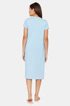 Rosaline Geo Blooms Knit Cotton Mid Length Nightdress  - Airy Blue — thumbnail 3